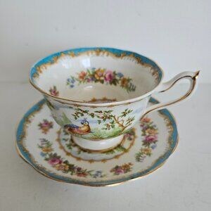 Vintage Royal Albert Chelsea bird teacup and Saucer Blue